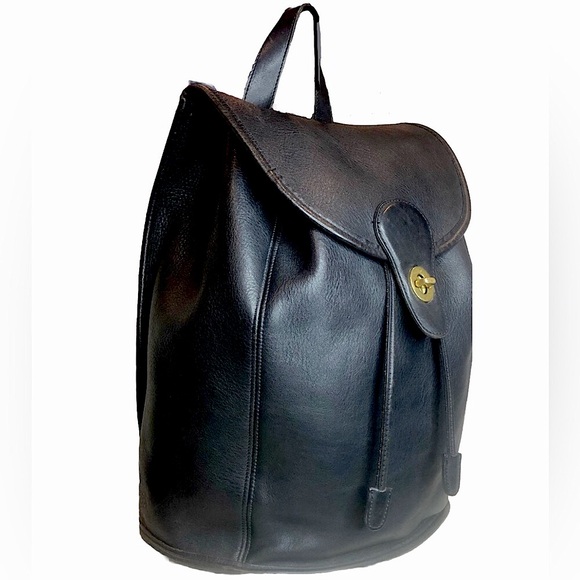 Vintage COACH Black Leather Weekend Backpack Rucksack Large Daypack 9943 USA COA - Picture 7 of 17
